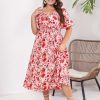 Clothing Retro Stage | [Plus Size] 1950S Square Collar Ditsy Floral Dress