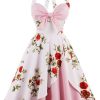 Clothing Retro Stage | 1950S Halter Floral Swing Dress Pink