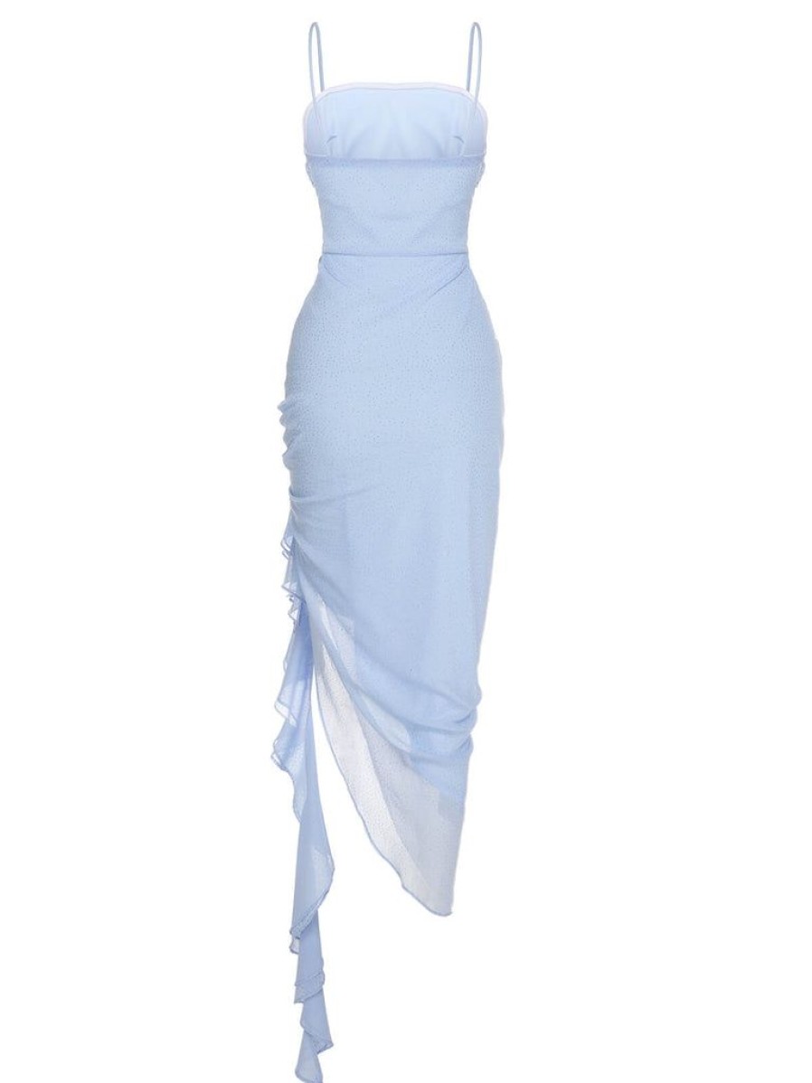 Clothing Retro Stage | 1930S Glitter Strap Dress Light Blue