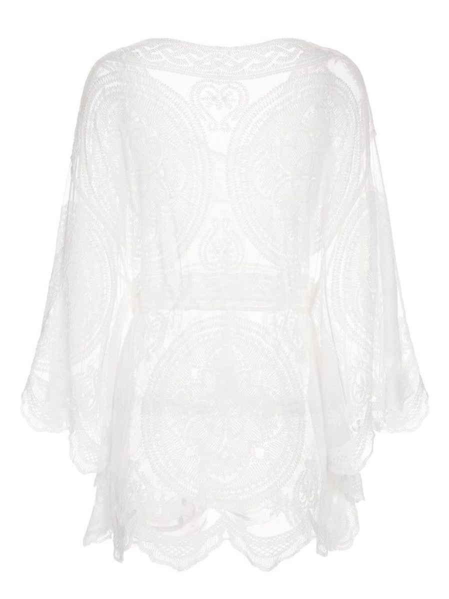 Clothing Retro Stage | White 1960S Lace Hollow Hedging Cover-Up