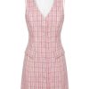 Clothing Retro Stage | 1940S V-Neck Plaids Pocketed Vest Dress Pink