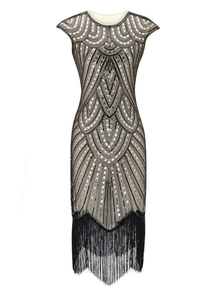 Clothing Retro Stage | 1920S Fringed Flapper Gatsby Dress Gray