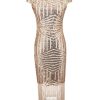 Clothing Retro Stage | 1920S Sequin Fringed Dress Pink