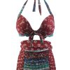 Clothing Retro Stage | 1950S Boho Halter Bow Bikini Red