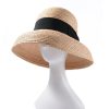 Accessories Retro Stage | Retro Black Bowknot Raffia Hat