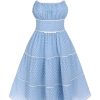 Clothing Retro Stage | 1950S Strap Polka Dot Swing Dress Sky Blue