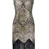 Clothing Retro Stage | [Us Warehouse] Champagn Plus Size 1920S Sequined Dress Champagne