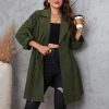 Clothing Retro Stage | [Plus Size] 1950S Solid Lapel Coat Army Green