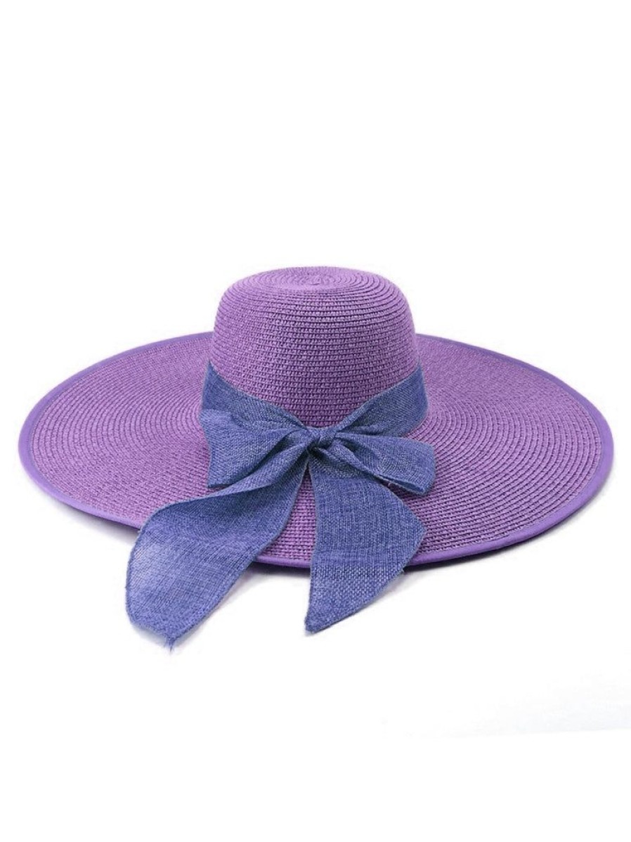 Accessories Retro Stage | Ribbon Wide Brim Raffia Sun Hat