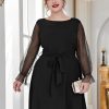 Clothing Retro Stage | [Plus Size] 1930S Mesh Polka Dot Patchwork Dress