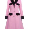 Clothing Retro Stage | 1930S Velvet Patchwork Button Coat Pink