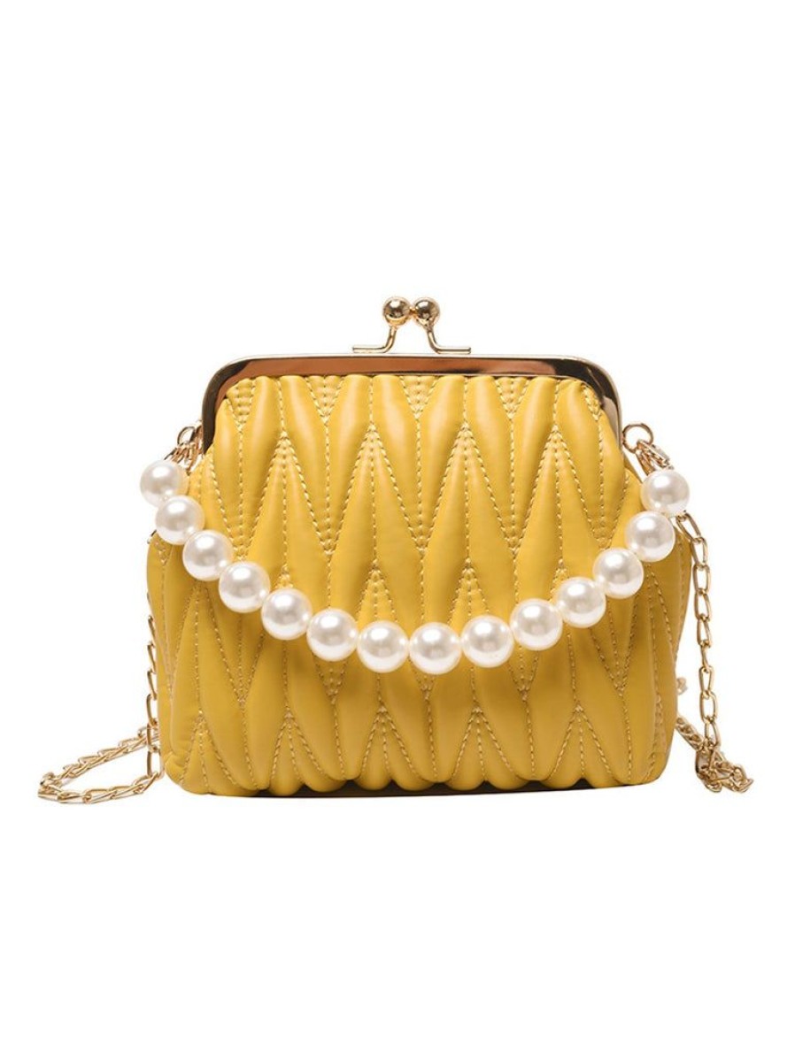 Accessories Retro Stage | Retro Pearl Chain Solid Frame Bag