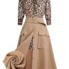 Clothing Retro Stage | 2Pcs 1950S Leopard Lapel Romper Skirt Khaki