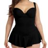 Clothing Retro Stage | [Plus Size] 1950S Solid Skirted Swimsuit