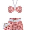 Clothing Retro Stage | Retro 1940S Plaid Halter Bikini Set Red