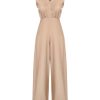 Clothing Retro Stage | 1930S Solid V-Neck Halter Jumpsuit Khaki