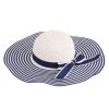 Accessories Retro Stage | Navy Blue Retro Classic Stripes Straw Sun Hat