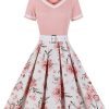 Clothing Retro Stage | 1950S Floral Patchwork Swing Dress