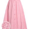 Clothing Retro Stage | 1950S Plaid Button Skirt With Belt Pink