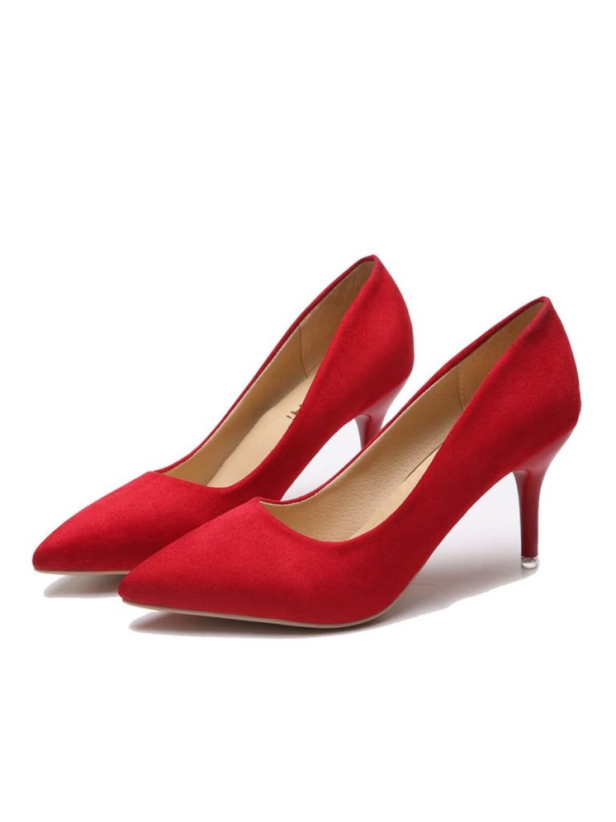 Shoes Retro Stage | Solid Color Suede Thin Heels Pumps