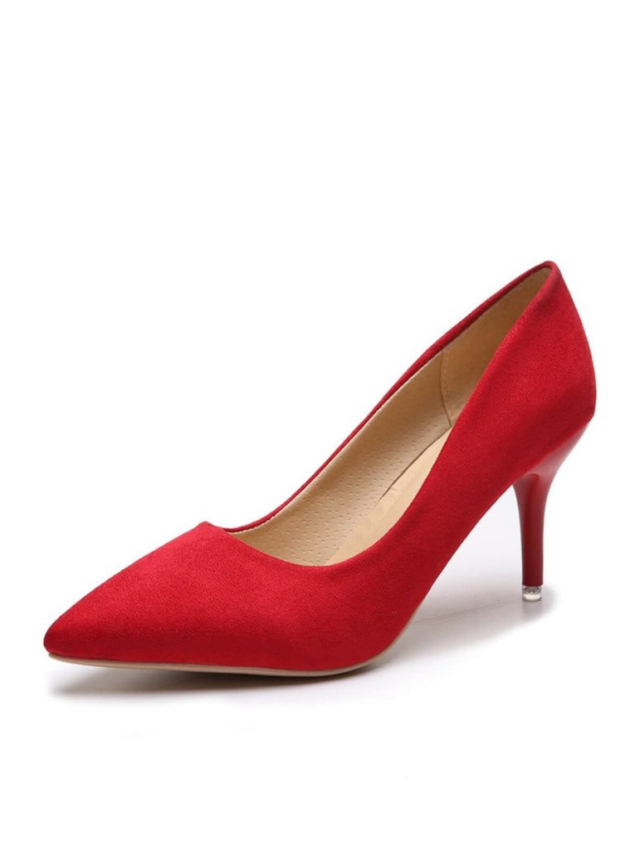 Shoes Retro Stage | Solid Color Suede Thin Heels Pumps