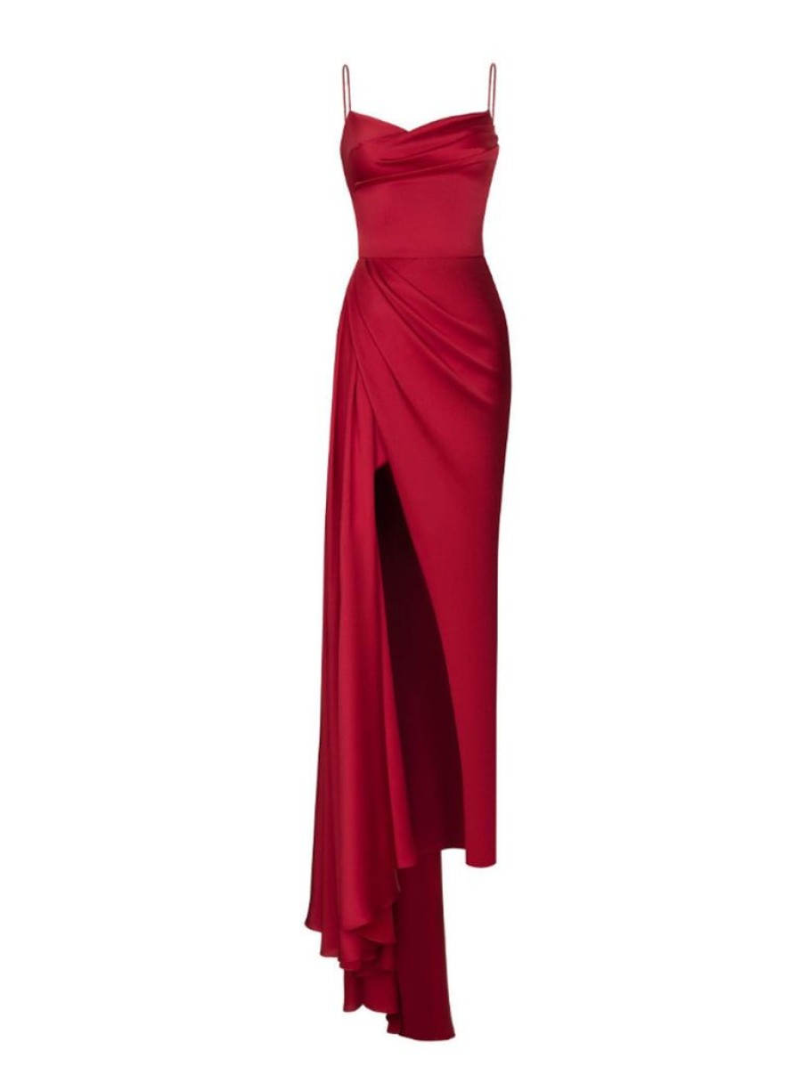 Clothing Retro Stage | 1930S Spaghetti Strap Solid Long Slit Dress