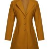 Clothing Retro Stage | 1940S Lapel Solid Wool Coat Midium Yellow