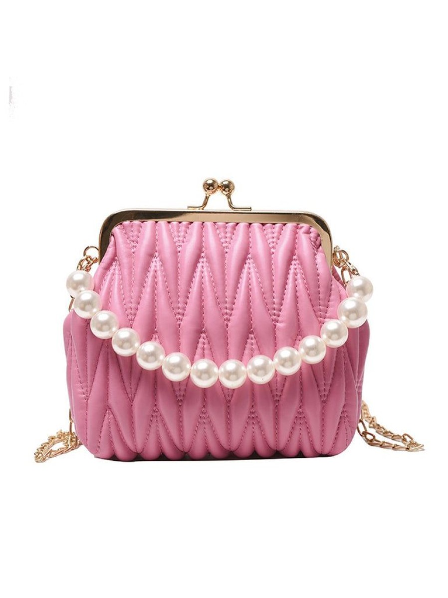 Accessories Retro Stage | Retro Pearl Chain Solid Frame Bag