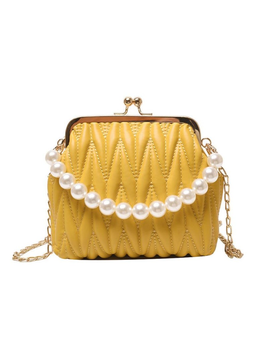 Accessories Retro Stage | Retro Pearl Chain Solid Frame Bag