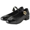 Shoes Retro Stage | Round Toe Flower Buckled Shoes Black