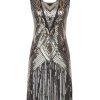 Clothing Retro Stage | 1920S Sequin Evening Dress Gold