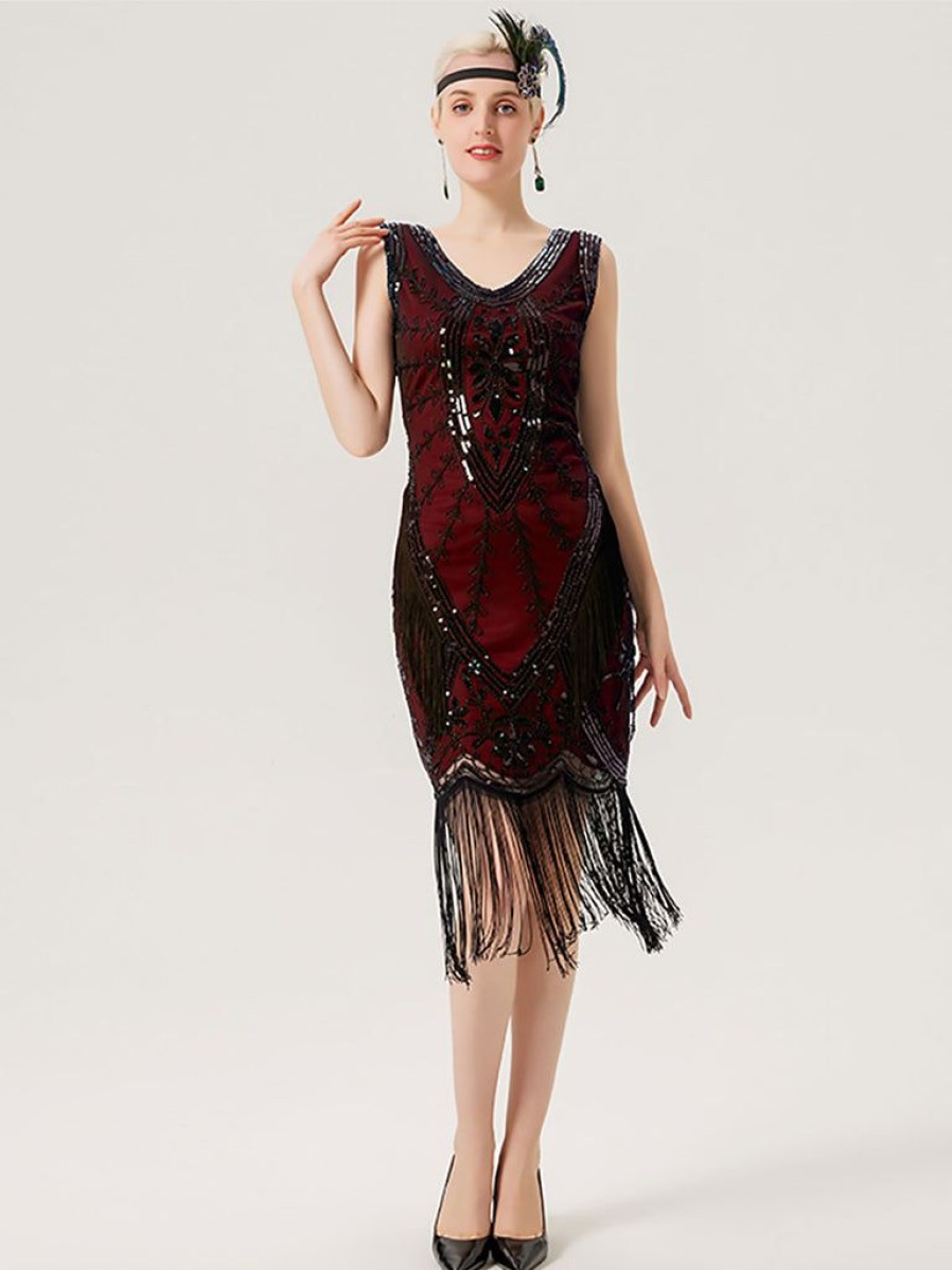 Clothing Retro Stage | 1920S Sequined Fringed Sleeveless Dress