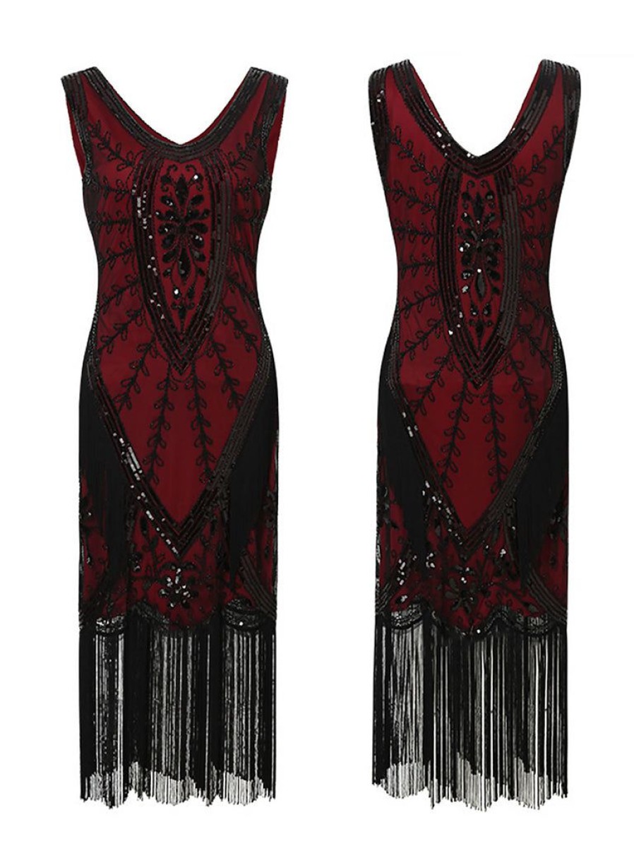 Clothing Retro Stage | 1920S Sequined Fringed Sleeveless Dress