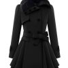 Clothing Retro Stage | Christmas Fur Collar Waisted Woolen Coat