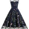 Clothing Retro Stage | 1950S Flower Gauze Sleeveless Swing Dress