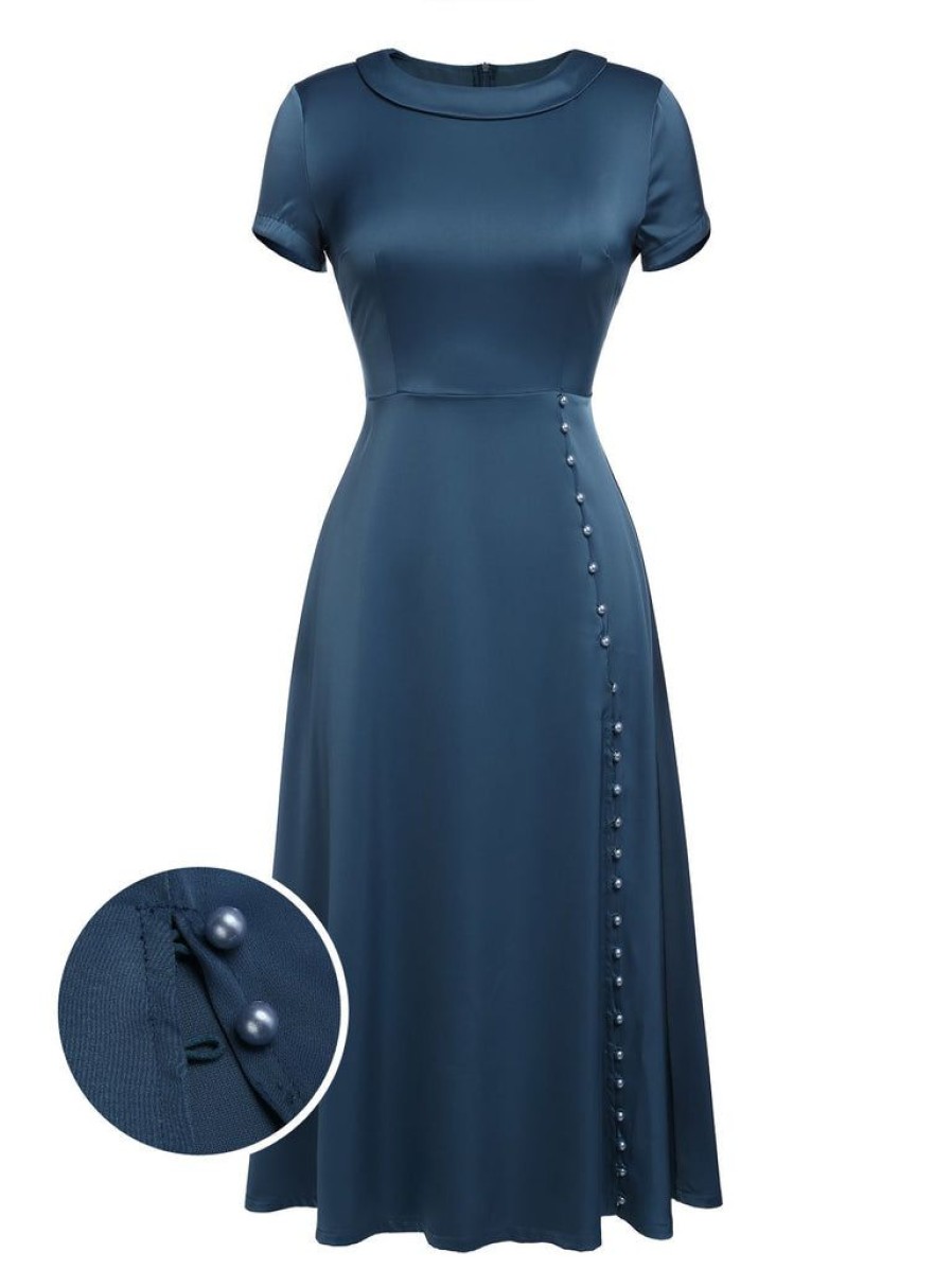 Clothing Retro Stage | 1940S Pearl Buttons Darlene Dress