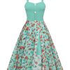 Clothing Retro Stage | 1950S Romper & Cherry Skirt Green