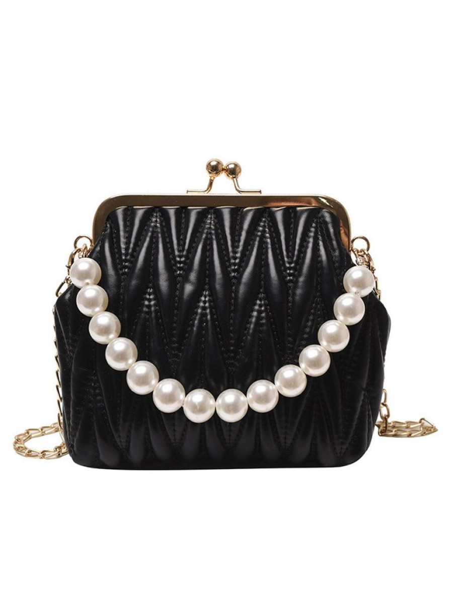 Accessories Retro Stage | Retro Pearl Chain Solid Frame Bag